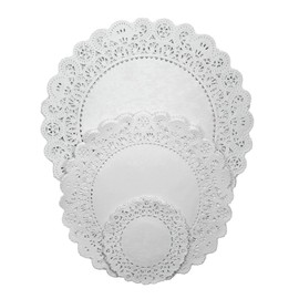 Regency Wraps Paper Lace Doilies, 4'', 8'', 10'' Round Pack of 36 (Combo) for Decorative Table Display of Cakes, Desserts, Appetizers for Weddings and Parties, White