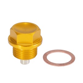 X AUTOHAUX 1 Set M18 x 1.5 Magnetic Oil Drain Plug Sump Drain Nut Gold Tone