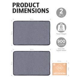 Fantasticlean Premium Car Drying Towel, 16 x 24 inches, 2 Pack, Scratch-Free Ultra Absorbent Microfiber Cleaning Cloth with Edge, for Cars, Shops and Home Detailing