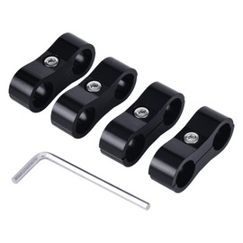 EVIL ENERGY 12AN Hose Separator Clamp, AN12 Fuel Line Mounting Clamp Aluminum Black 4PCS