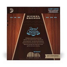 D'Addario Cuerdas de Guitarra - Cuerdas de Guitarra Acústica - Bronce de Níquel - Para Guitarra de 6 Cuerdas - Tono Natural, Claro y Enfocado - NB1252