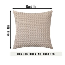 Tennove Cushion Covers 40x40cm Decorative Modern Beige Pillow Cases Pack of 2 Corduroy Boho Soft Throw Pillow Covers Square Pillowcases for Sofa Living Room Bed Home Decor