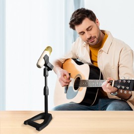 Desk Mic Stand - Upgraded Adjustable Table Microphone Stand with Mic Holder - 5 to 10 inch