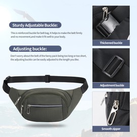 DAITET Reflective Fanny Pack for Men&Women, Crossbody Waist Bag with Adjustable Belt, Large Capacity Bum Bag for Traveling Hiking Cycling Workout Casual(Pea Green)