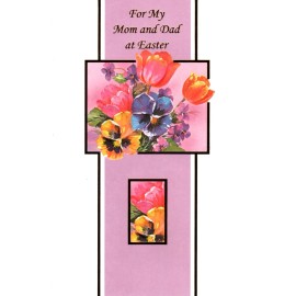 Popular Greetings Happy Easter Parents Mom Dad Pansy Bouquet Pansies Tulip Tulips Theme Card