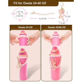TOVICE Letter Accessories for Owala Water Bottle 24-40oz, 3PC Cute Initial Keychain & Water Bottle Handle Strap with a Thick Elastic Silicone Ring Holder