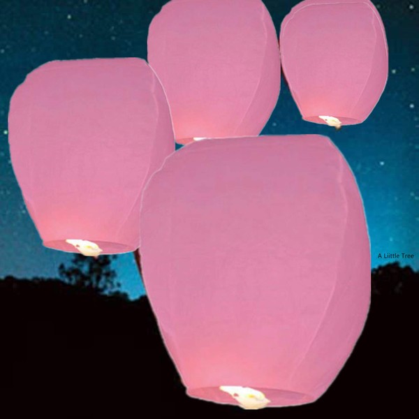 A Liittle Tree -10 Eco-Friendly Chinese Flying Sky Lanterns (Pink)