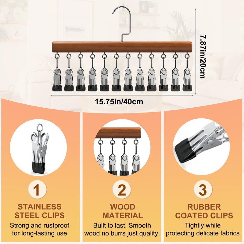 Closet Organizer with 12 Clips, Space Saving Hangers for Clothes,
