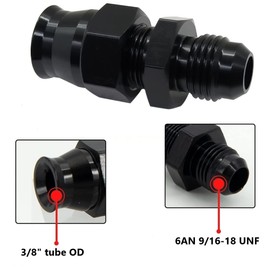 YSIL 6AN Male Flare to 3/8" Hardline Fuel Compression Fitting Adapter Aluminum Straight Black 2PCS
