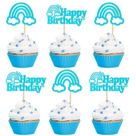 Ercadio - Paquete de 24 adornos bohemios para cupcakes, diseño de arco iris, diseño bohemio, diseño de arcoíris, para decoración de cumpleaños, baby shower, decoración de fiesta