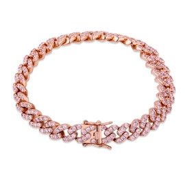 TOPGRILLZ 8mm Cuban Link Anklets for Women 6 Times 14K Gold Plated Fashion Foot Jewelry Gift (Rose Gold, 10)