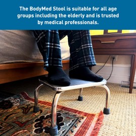 BodyMed Heavy-Duty Foot Step Stool with Non-Slip Rubber Platform for Seniors & Adults – Holds up to 300lbs, 9 ½ in. Step Up, 18”L x 11.5”W x 9.5”H