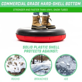 GoSports Hard Bottom Snow Tube with Premium Canvas Cover - 40" Commercial Grade Sled - Red or Blue