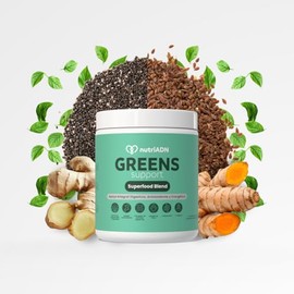 nutriADN Greens Support Superfood Blend  L-Glutamina  L-Teanina  Con Cúrcuma, Jengibre y Pimienta Negra  Mezcla de Superverdes, Prebióticos y Enzimas 