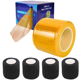 Barrier Film with Tattoo Grip Tape - PEPAX 1200 Pieces 15.2 x 10.1 cm Barrier Film Roll and 4 Pieces Tattoo Grip Wrap Dental Disposable PE Protective Film for Protection Against Infections Dental