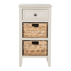 Safavieh Home Collection Everly Drawer Vintage Grey 1-Drawer 2 Removable Baskets Side Table