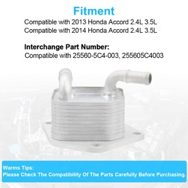 JDMON Transmission Oil Cooler Replacement for 2013 2014 Honda Accord 2.4L 3.5L Compatible with 25560-5C4-003, 255605C4003