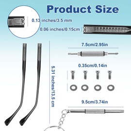 Gjinxi 1 Pair Metal Glasses Arm Replacement, Universal Eyeglasses Repair Kit with Screws and Glasses Legs Replacement, Eye Glasses Tightening Kit Include Screws, Washers, Screwdrivers