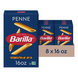 Barilla Penne Pasta, 16 oz. Box (Pack of 8) - Non-GMO, Made with Durum Wheat Semolina - Kosher Certified