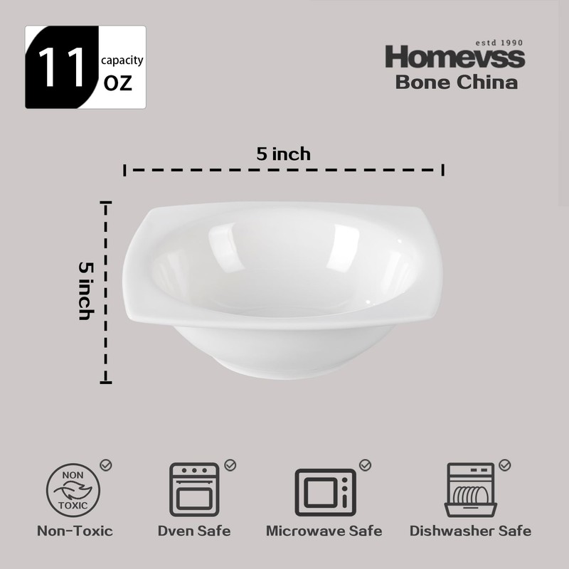 HomeVss, New Bone China Dinnerware SEt, Rim Square Shape, 40pc