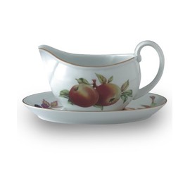 Royal Worcester Evesham Gold Porcelain 16-Ounce Sauceboat and Stand