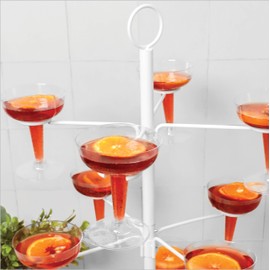 Cocktail Tree Stand, Wine Glass Flight Tasting Display For Drinks, 3 Tier - 12 Holders For Champagne, Cocktails, Martini, Margarita Cups at Weddings, Bridal Shower, Mimosa Bar Parties & Events (White)