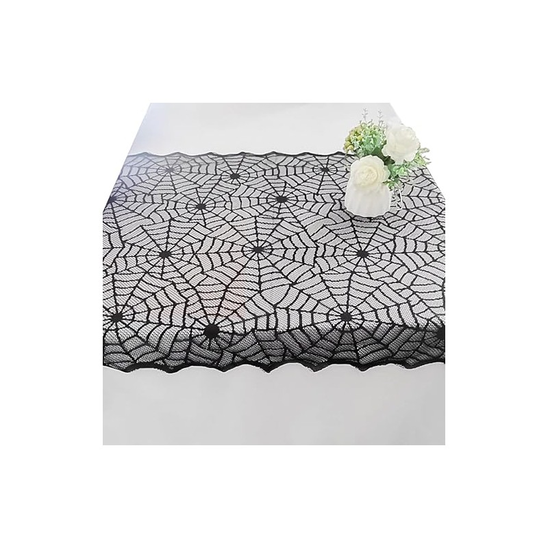 CPCOIN Black Lace Tablecloth 32" x 41" Halloween Spider Cobweb