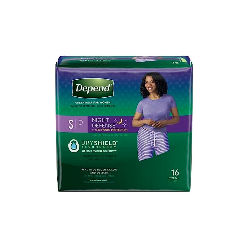 Depend, Night Defense Incontinence Overnight Underwear for Women, 16 Count