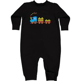 inktastic Colorful Toy Train Baby Fleece Romper 12 Months Black 197b8