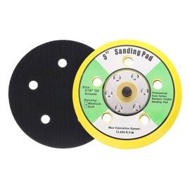 uxcell 5 Inch Hook and Loop Backing Sanding Pads with 5/16"-24 Thread for Diamond Sanding Finishing Polishing Buffing Pads, Yellow + Black 2pcs