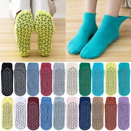 Professional Non-slip Yoga Pilates Fitness Sports Dance Socks for Men and Women, Free Size 35-43/Chive Green 20ea
