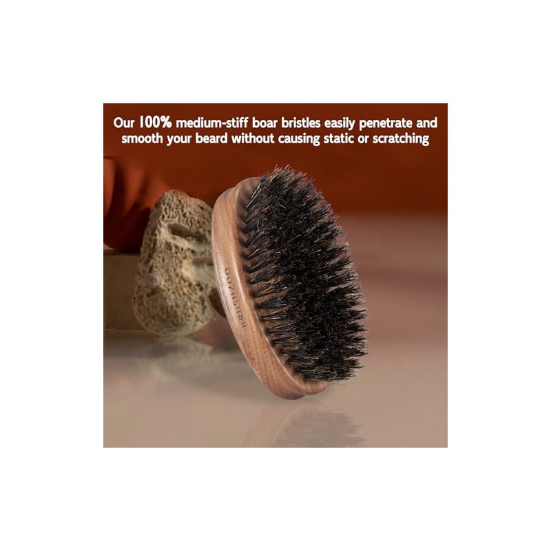 Beard Brush, Black Walnut Boar Bristles Brush for Beard Hair