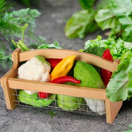 Teenyyou Large Garden Hod Harvest Basket with Handle Wooden Harvesting Basket for Gardening Garden Gathering Basket for Gardener Washing and Holding Fruits Vegetables(13'' L X 9'' W X 7'' H)
