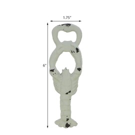 Nautical Rustic Anchor Cast Iron Bottle Opener Ornament - Lobster