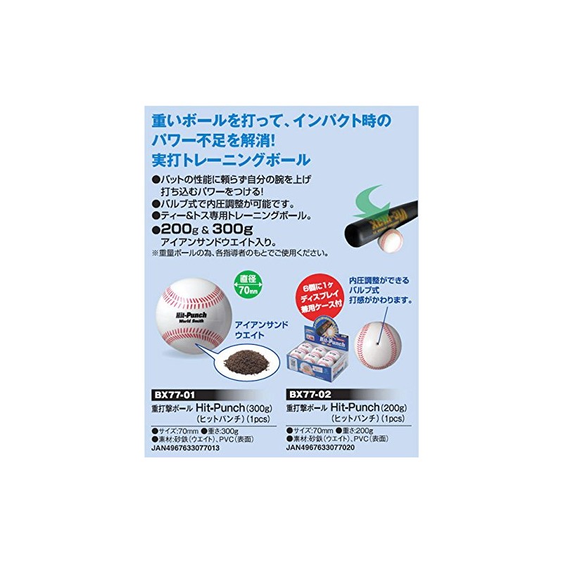 UNIX BX77-01 Baseball Practice Supplies, Training Ball, Heavy Hitting Ball,