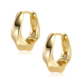 Gold Earrings for Women, Small Chunky Hoop Earrings Hypoallergenic Sterling Silver Earrings Small Twisted Huggie Hoop Small Thick Hoop Earrings Minimalist Gold Twisted Hoop for Women Girls