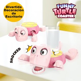 HXEIR Divertido Portavasos Tortuga, Posavasos Impresos en 3D, Posavasos Tortuga con Expresión Divertida con Ojos Abiertos-Rosa (Rosa)