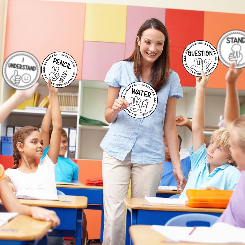 16 Pcs Sign Language Posters for Classroom, Teacher Students Visual