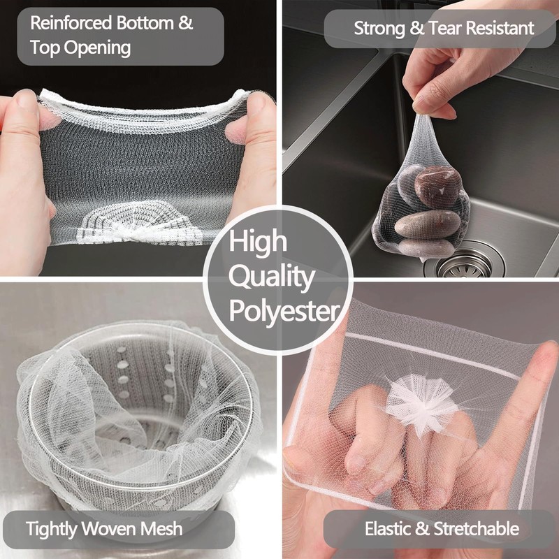 600 PCS Kitchen Sink Drain Strainer Mesh Bag, Disposable,Scalability, Non-Clog