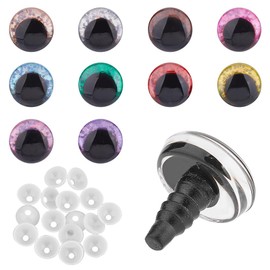 SUPERFINDINGS 40 Sets 10 Colors 3D Glitter Safety Eyes Round Craft Crochet Eyes with Washers Stuffed Animal Eyes for DIY of Puppet Bear Plush Animal Christmas Decoration