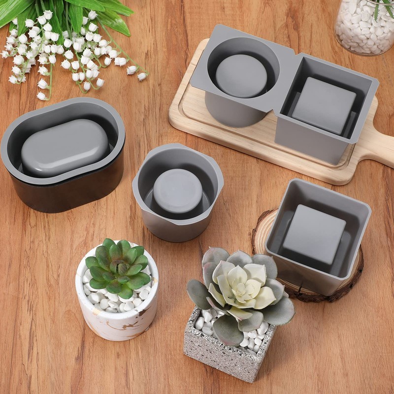 3 Pack Concrete Molds Silicone Planter Mold for Cement Pot