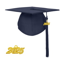 Misscom Unisex Matte Graduation Cap with 2025 Year Charm for Adult Middle High School and Bachelor Navy
