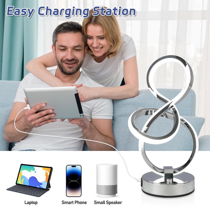 EIDEARAY Modern LED Table Lamp,3 Color Temperatures,Touch Control Stepless Dimmable