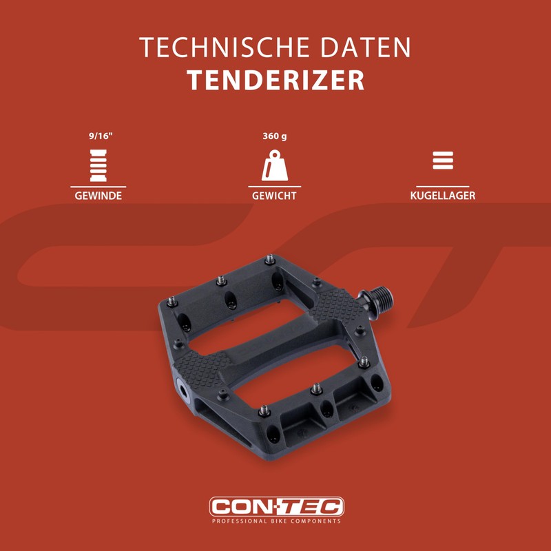 CONTEC Bicycle Pedal Tenderizer, Nylon Body, MTB Pedal, Platform Pedals,