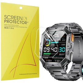 Compatible for HIRREO Military Smart Watches Screen Protector, [6 Pack] Full Coverage TPU Clear Film Compatible for HIRREO TX1 2.13'', Compatible for LIGE TX1 2.13' Military Smart Watches (6 Pack)