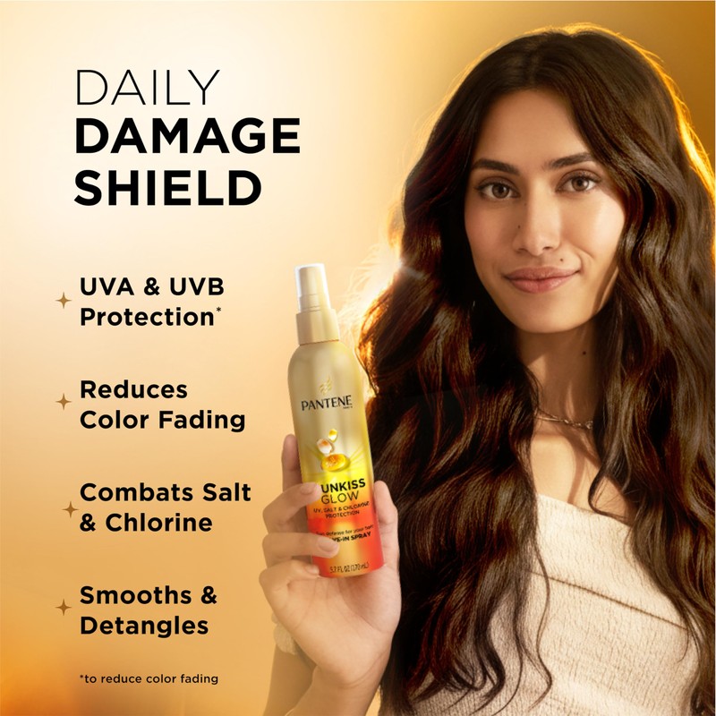 Pantene Sunkiss Glow Multitasking Spray, UV Hair Protection, Repairs Damage,