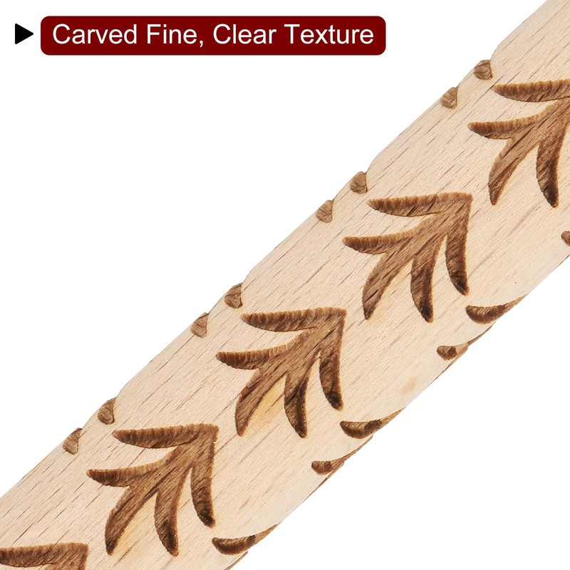 HARFINGTON Wood Clay Roller 4" Grass Pattern Rolling Pins Wood