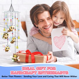 Lxmsja Bee Diamond Art Painting Wind Chimes for Garden, Diy Hanging Crystal Suncatcher, Diamond Painting Kits for Adults Kids, Mosaic Kits for Adults, Wind Chimes Indoor Outdoor Home Decor