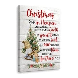 WODMIS Christmas Wall Decor,Christmas Room Decor,Christmas Kitchen Decor,Christmas Signs Christmas Flower Tree Framed Canvas Wall Art,Christmas Decorations,Christmas in Heaven Wall Decor 16x24