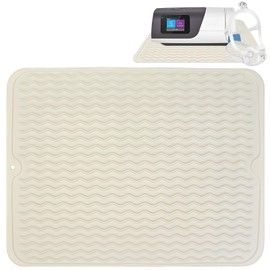 FWUNYVN CPAP Dust Protector Mat, Silicone Mat Prevent CPAP Nightstand Vibration and Scratches, Waterproof Mat, Non-Slip Protective Pad Keep Your CPAP Machine in Place-Beige
